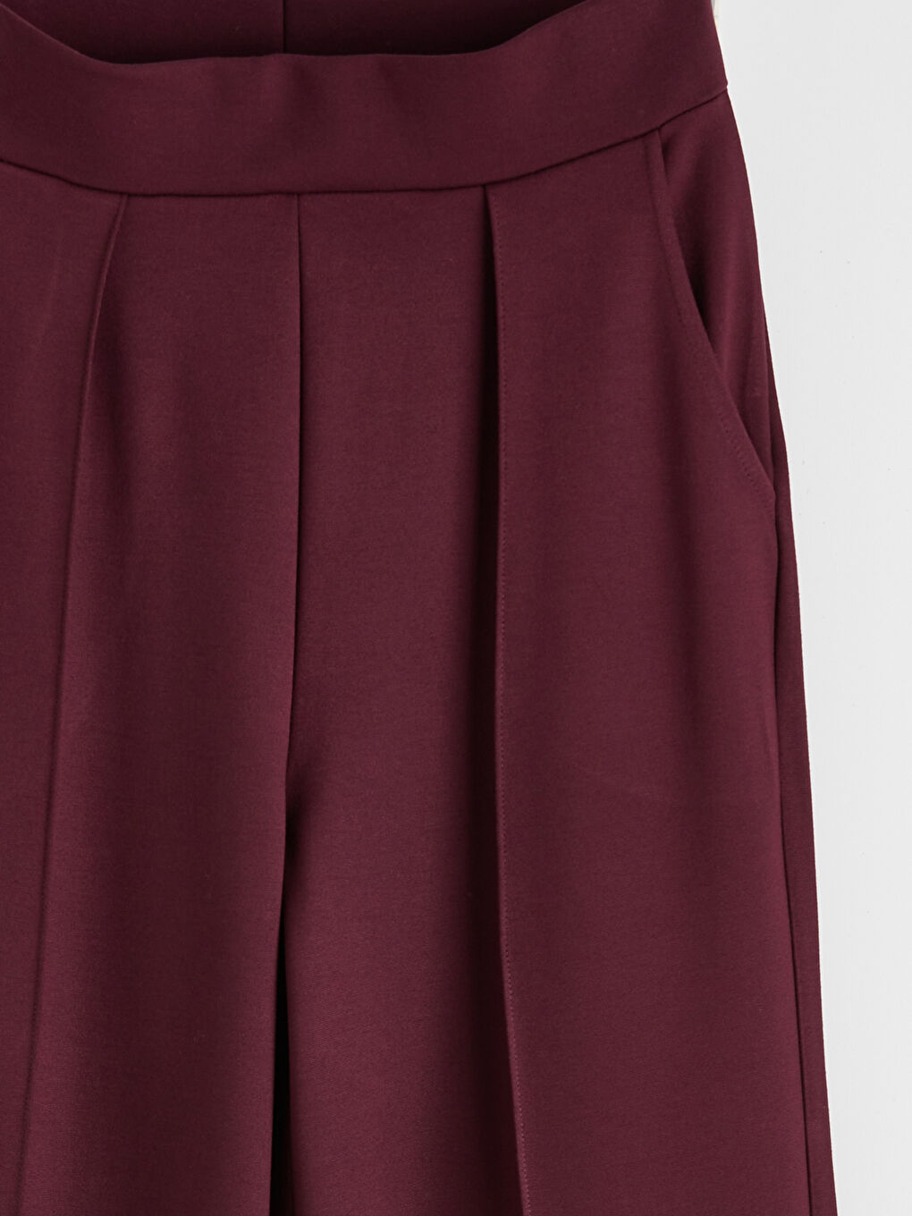 Bordo Standart Fit Geniş Paça Kadın Pantolon-6