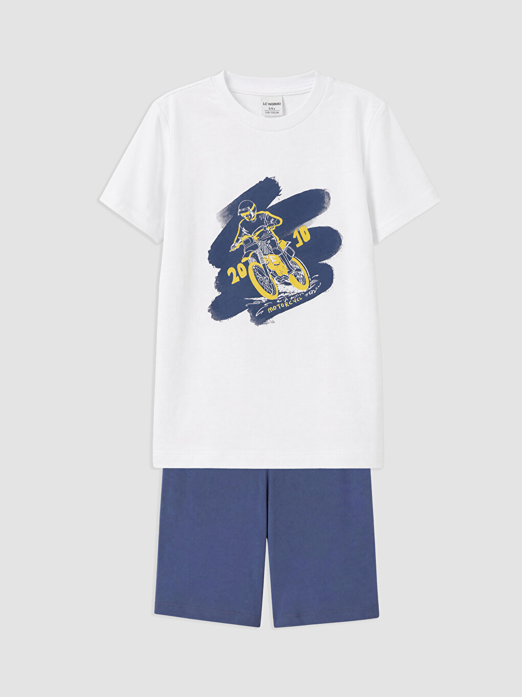 Beyaz Erkek Çocuk Baskılı Şortlu Pijama Takımı