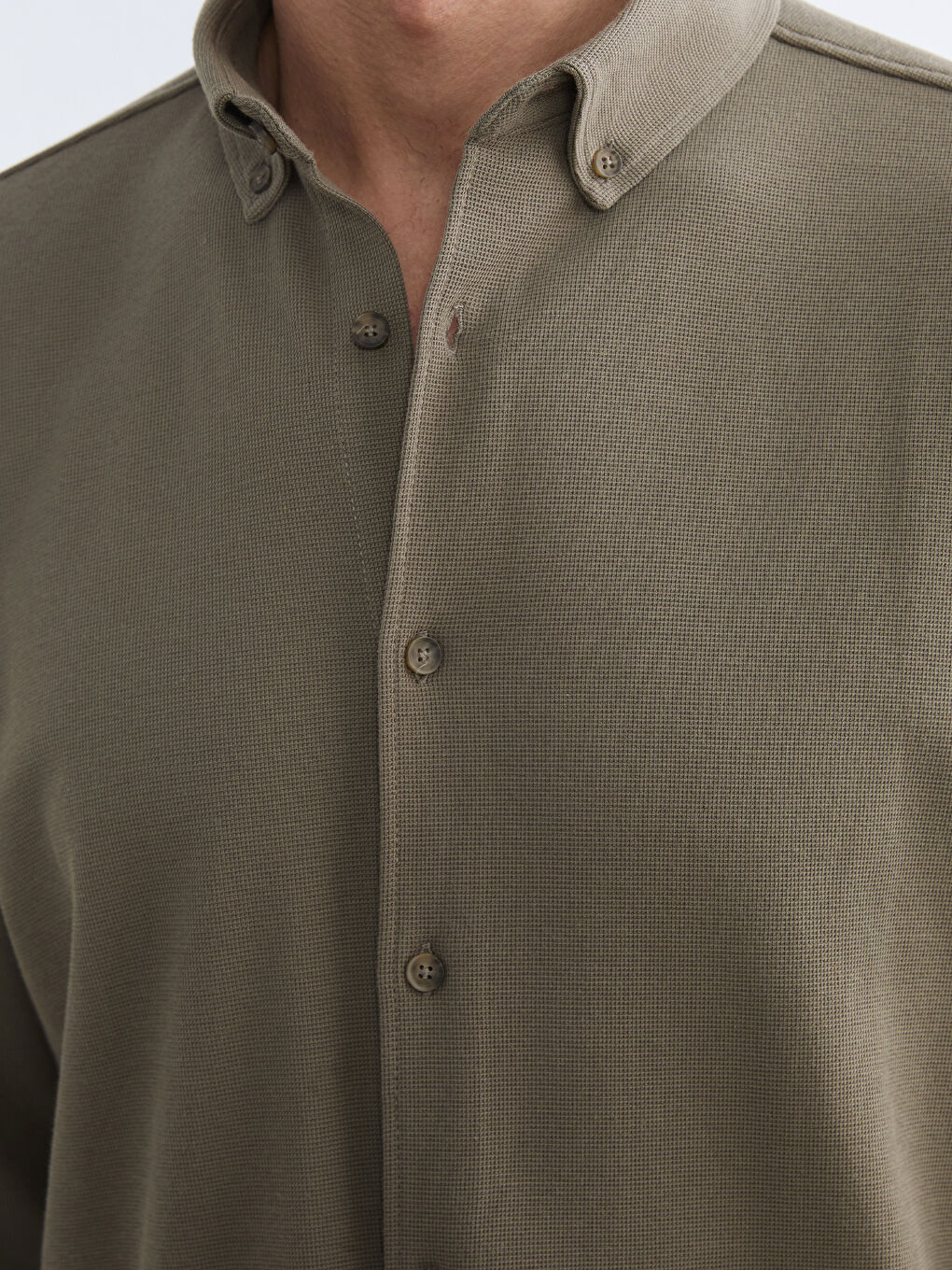 Haki Slim Fit Erkek Gömlek-4