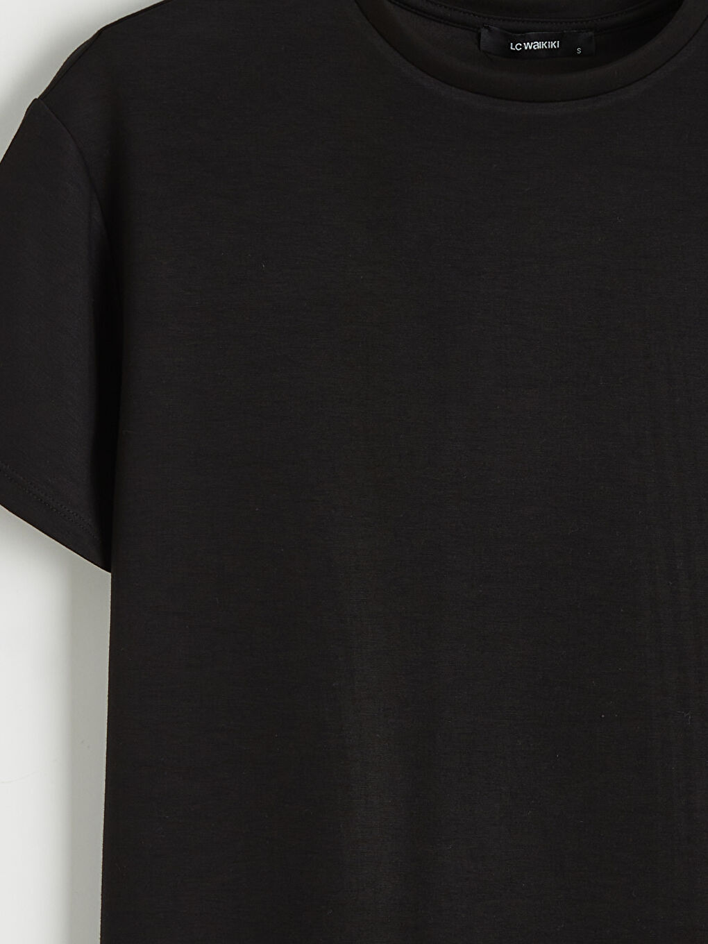 Siyah Bisiklet Yaka Soft Touch Kadın Tişört-5