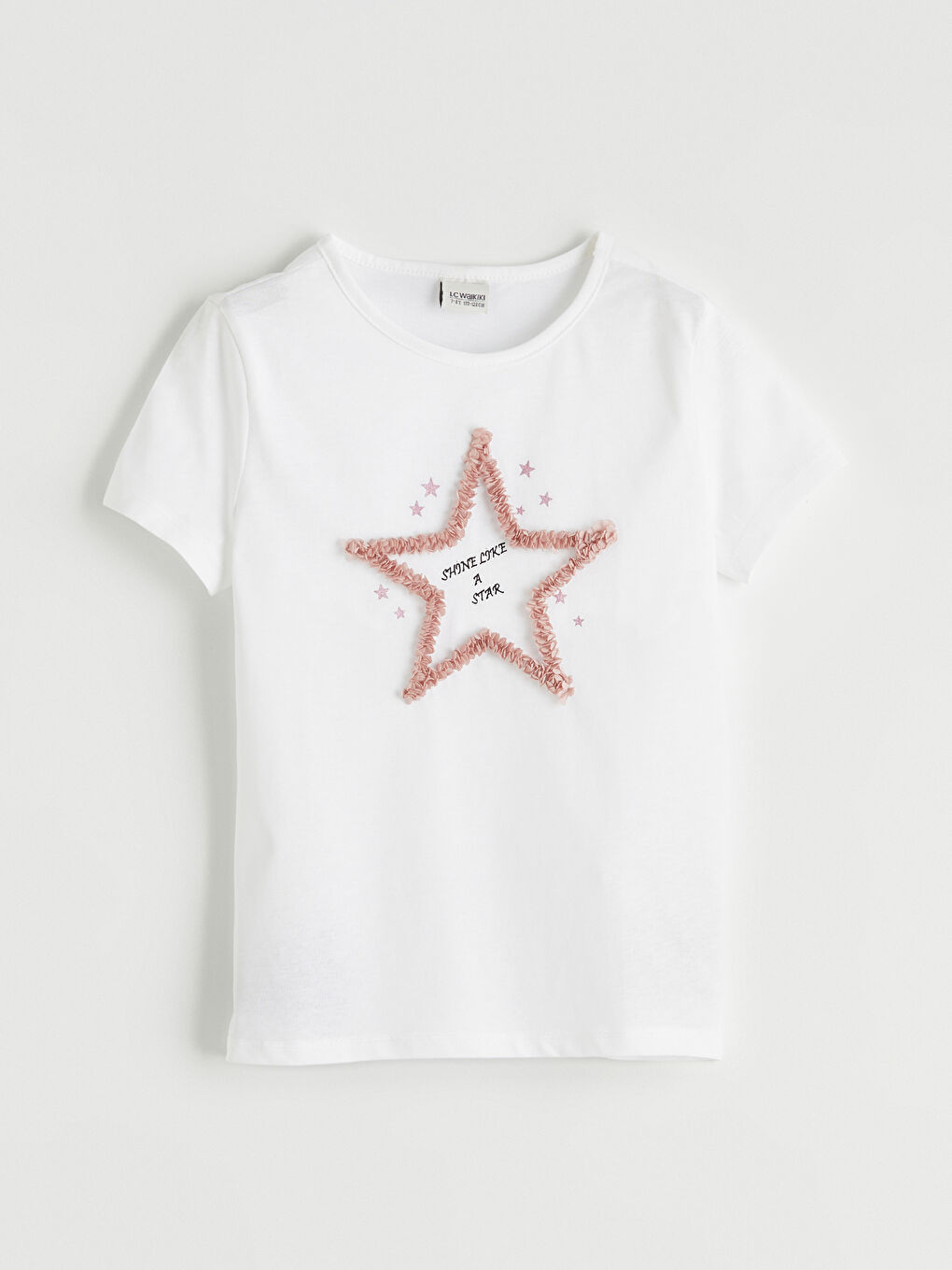 Beyaz Kız Çocuk Yıldız Baskılı Tişört
