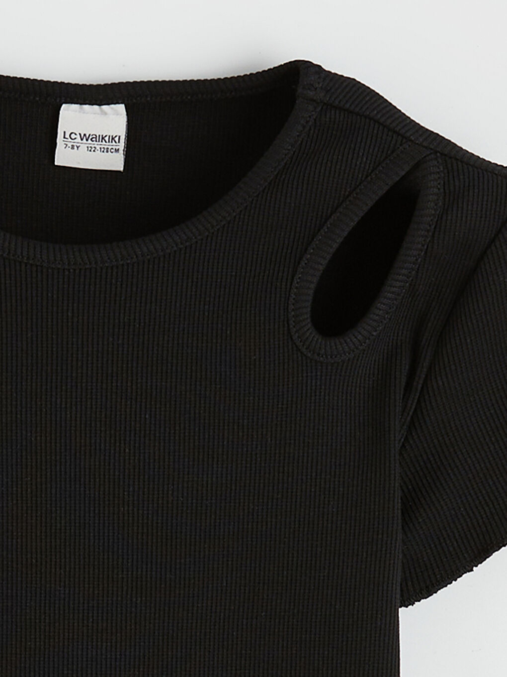 Siyah Bisiklet Yaka Kız Çocuk Tişört-1