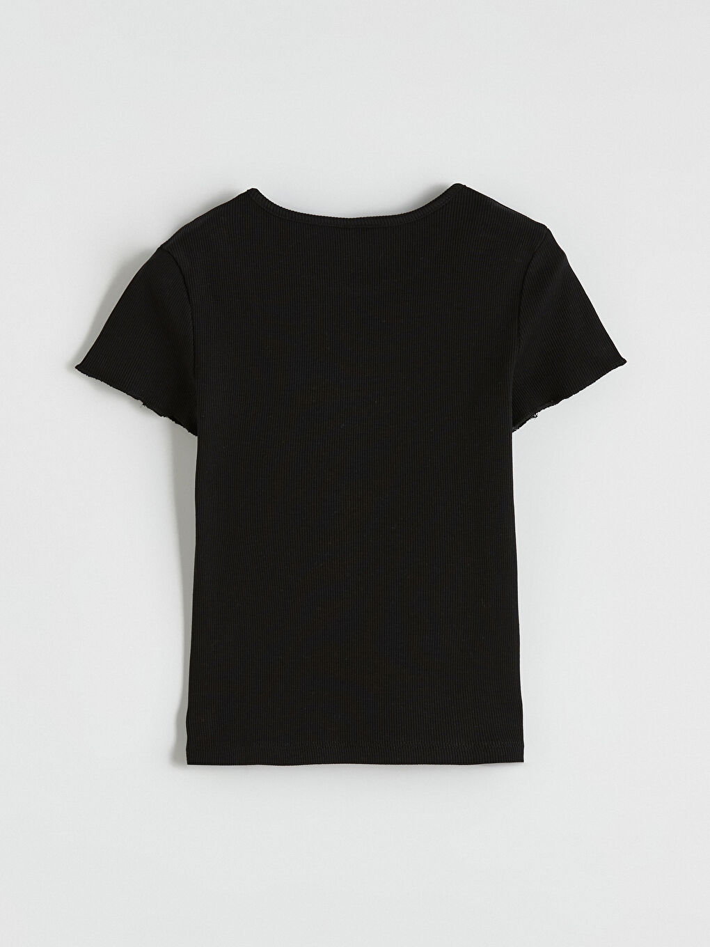 Siyah Bisiklet Yaka Kız Çocuk Tişört-2