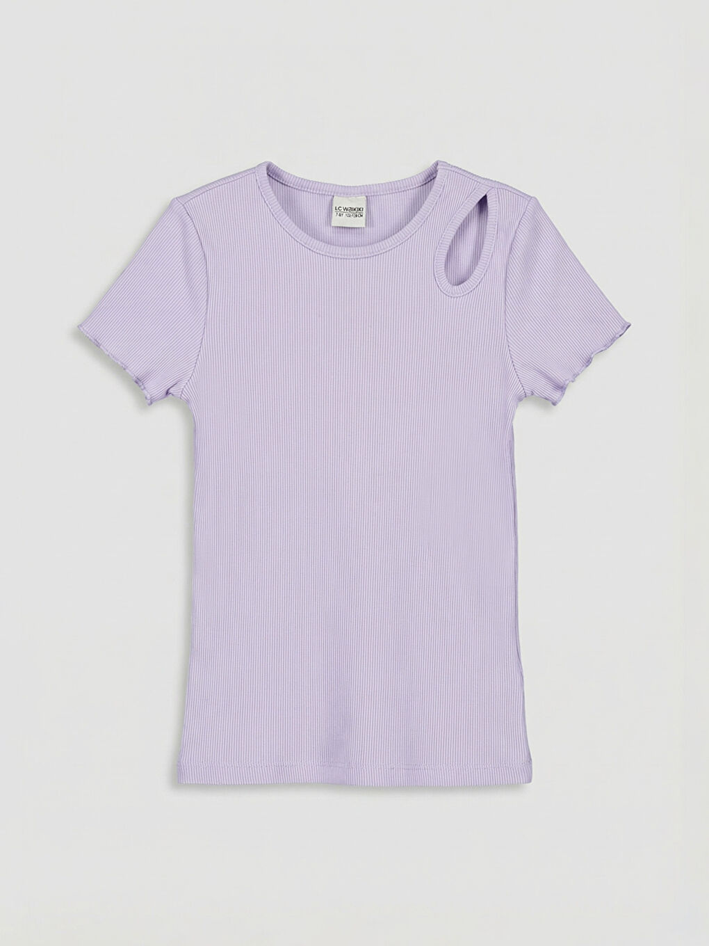 Lila Pencere Detaylı Kız Çocuk Tişört