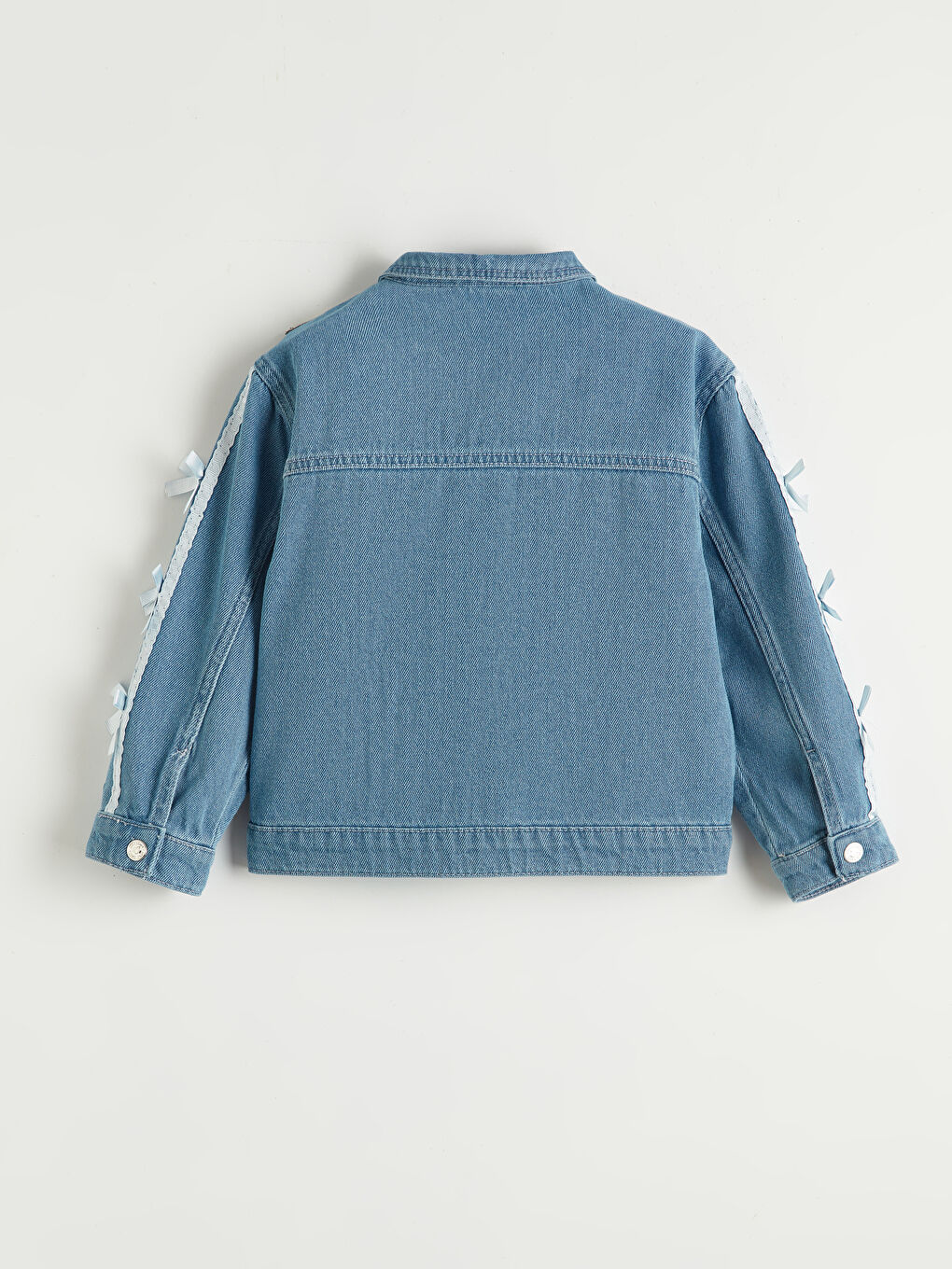 İndigo Fiyonk Detaylı Kız Çocuk Jean Ceket-3