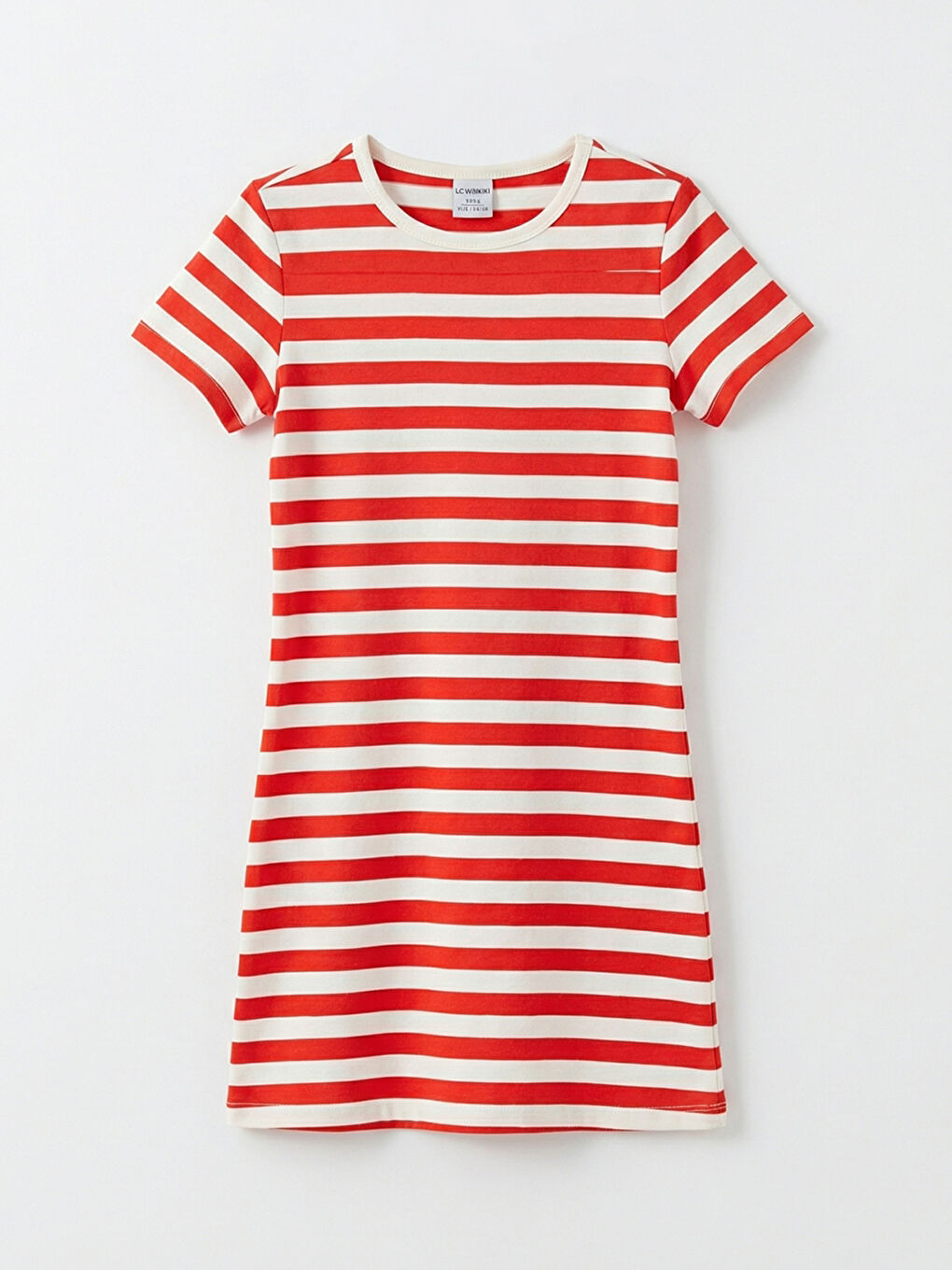 Kırmızı Bisiklet Yaka Kız Çocuk Çizgili Elbise