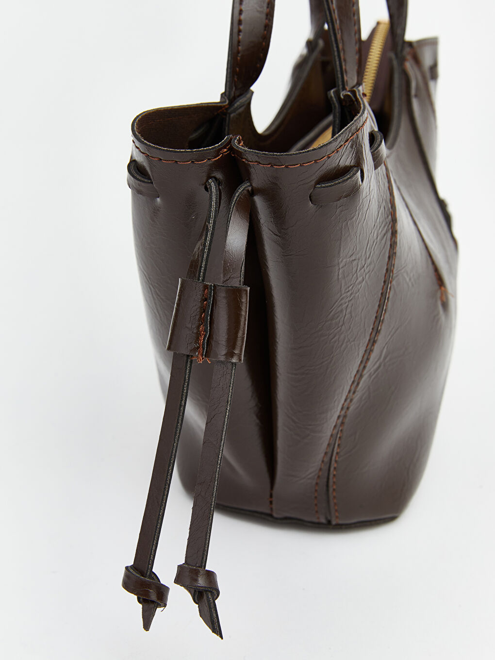 Kahverengi Deri Görünümlü Kadın Kol Çantası-2