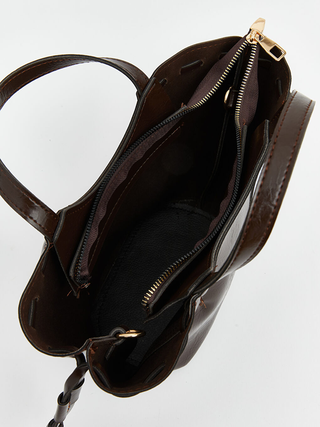 Kahverengi Deri Görünümlü Kadın Kol Çantası-3