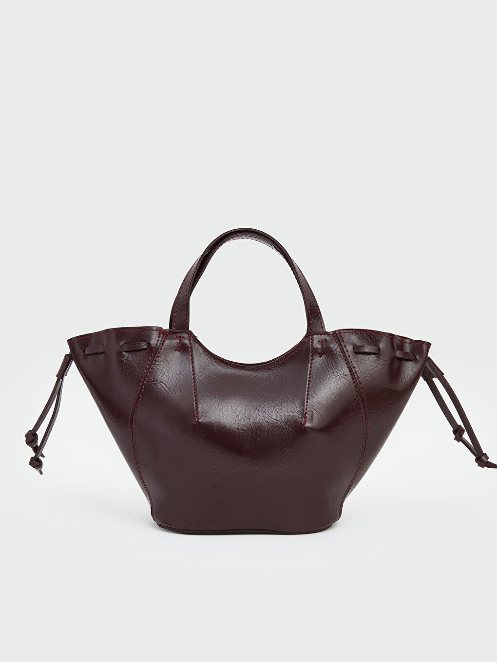 Bordo Deri Görünümlü Kadın Kol Çantası