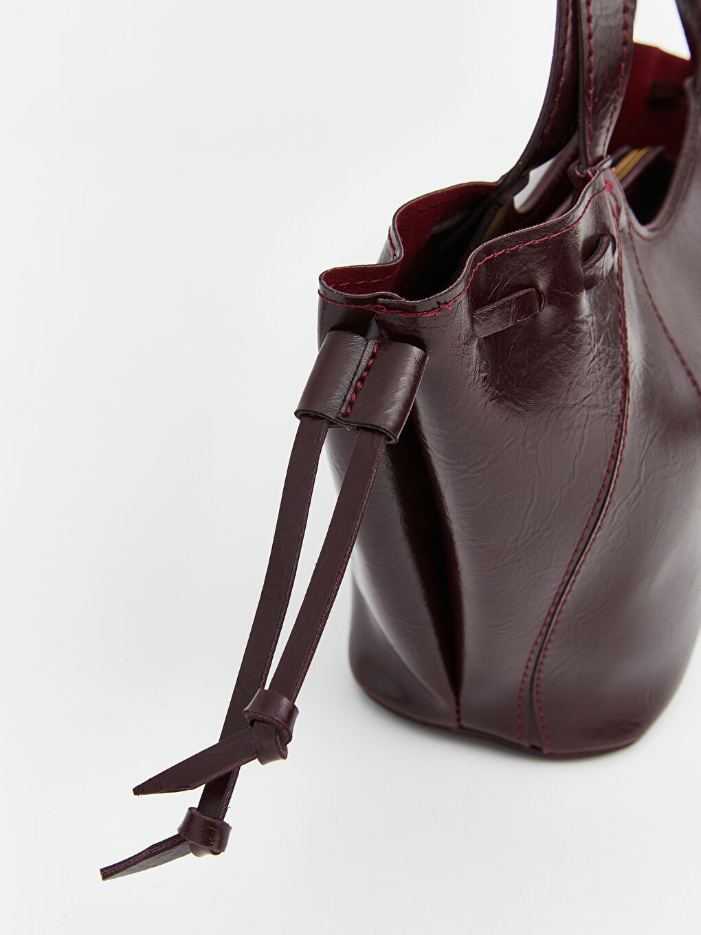 Bordo Deri Görünümlü Kadın Kol Çantası-2