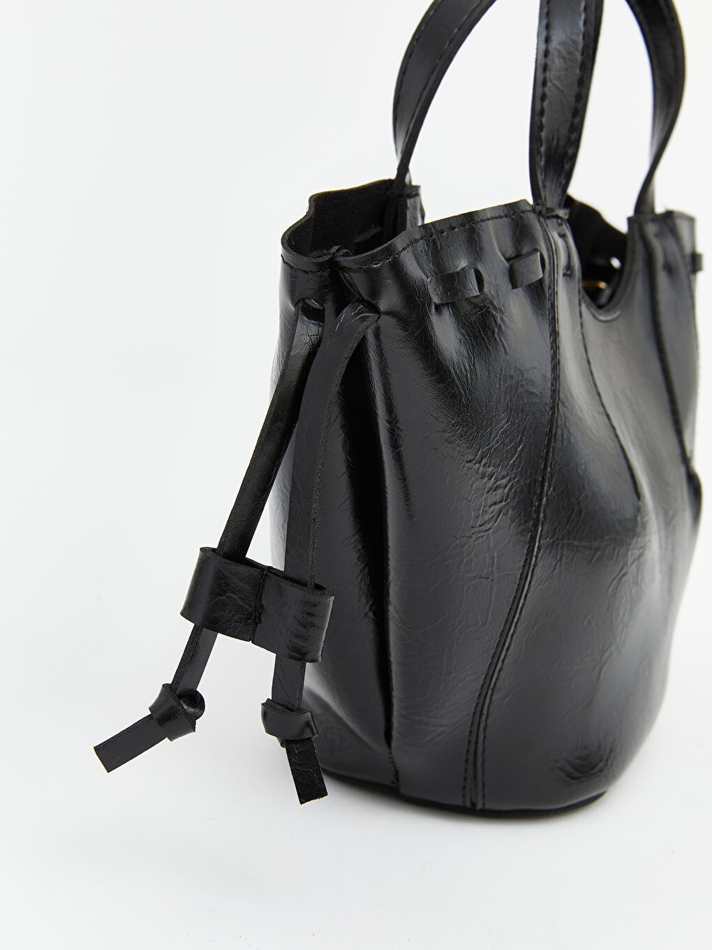 Siyah Deri Görünümlü Kadın Kol Çantası-2