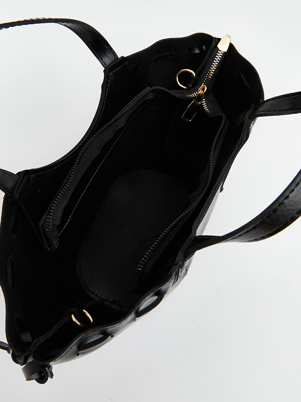 Siyah Deri Görünümlü Kadın Kol Çantası-3