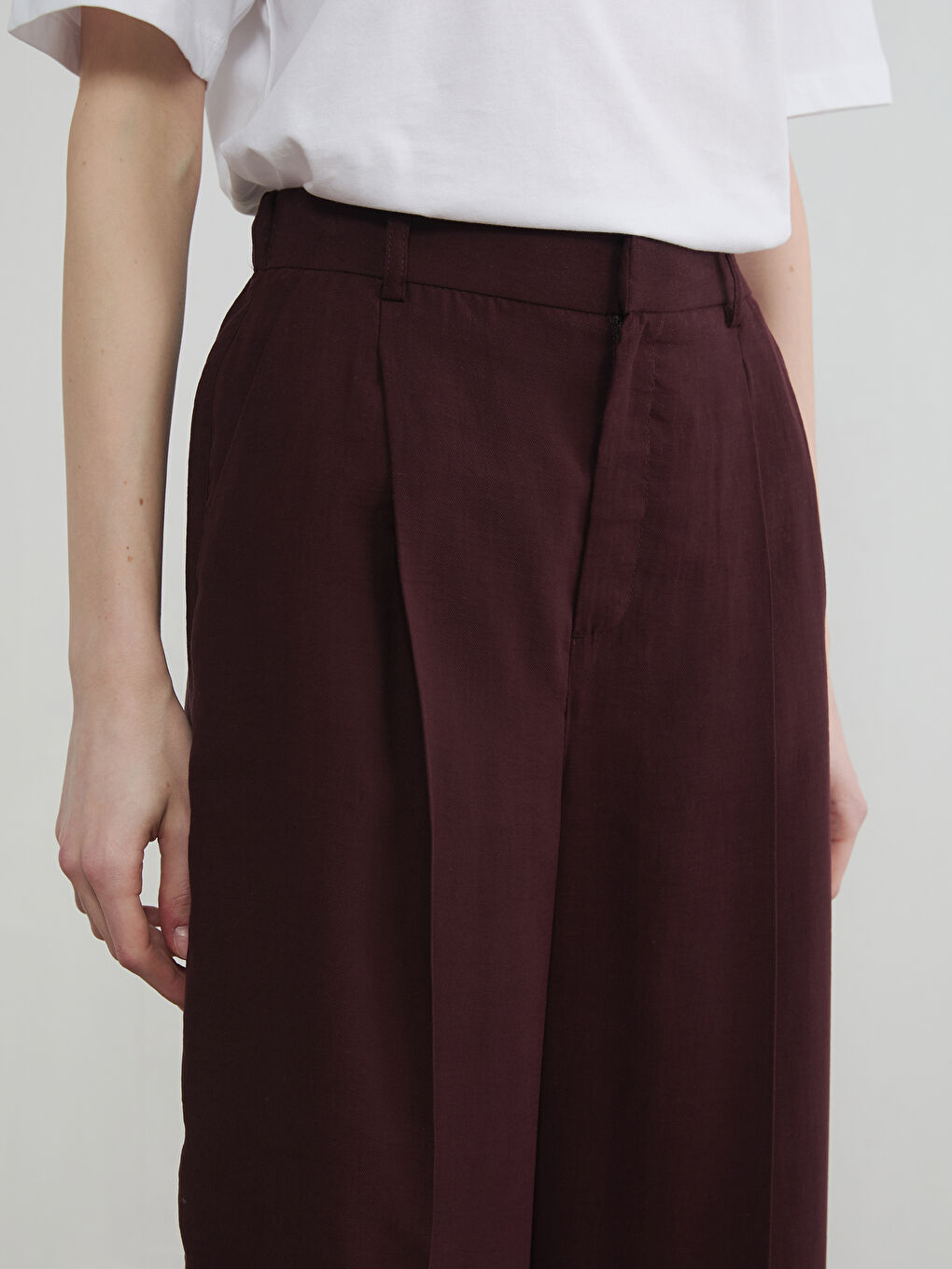 Elastic Waist Pleated Fabric Women's Trousers-2