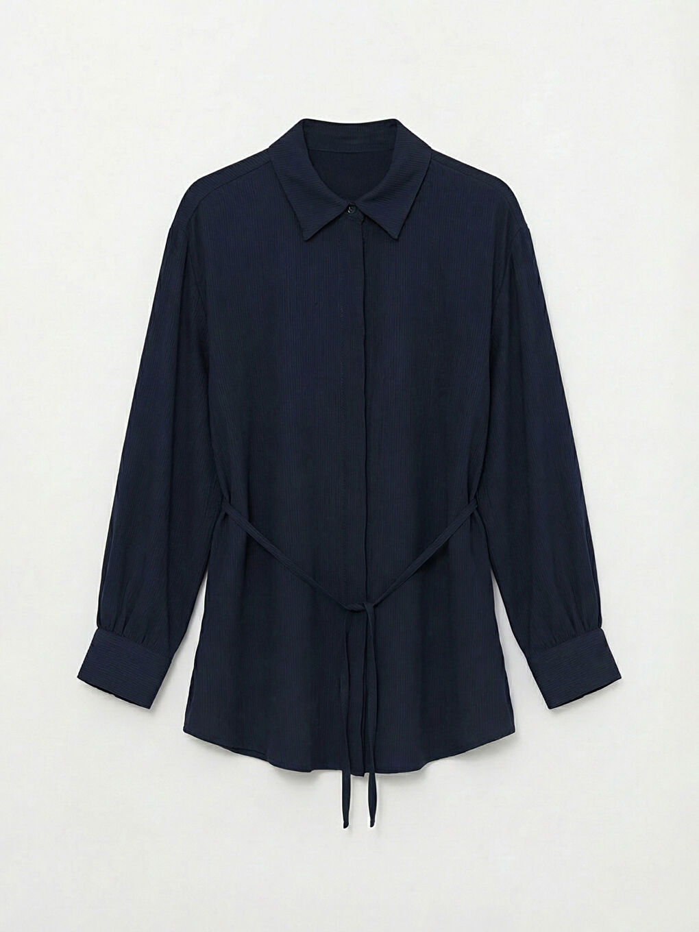 Lacivert Dokulu Kadın Gömlek Tunik-4