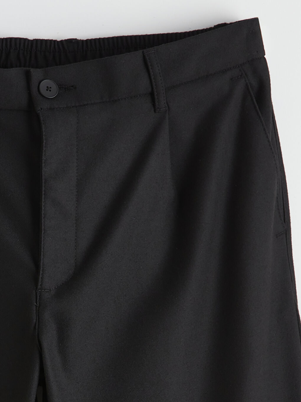 Siyah Standart Kalıp Erkek Pileli Pantolon-2