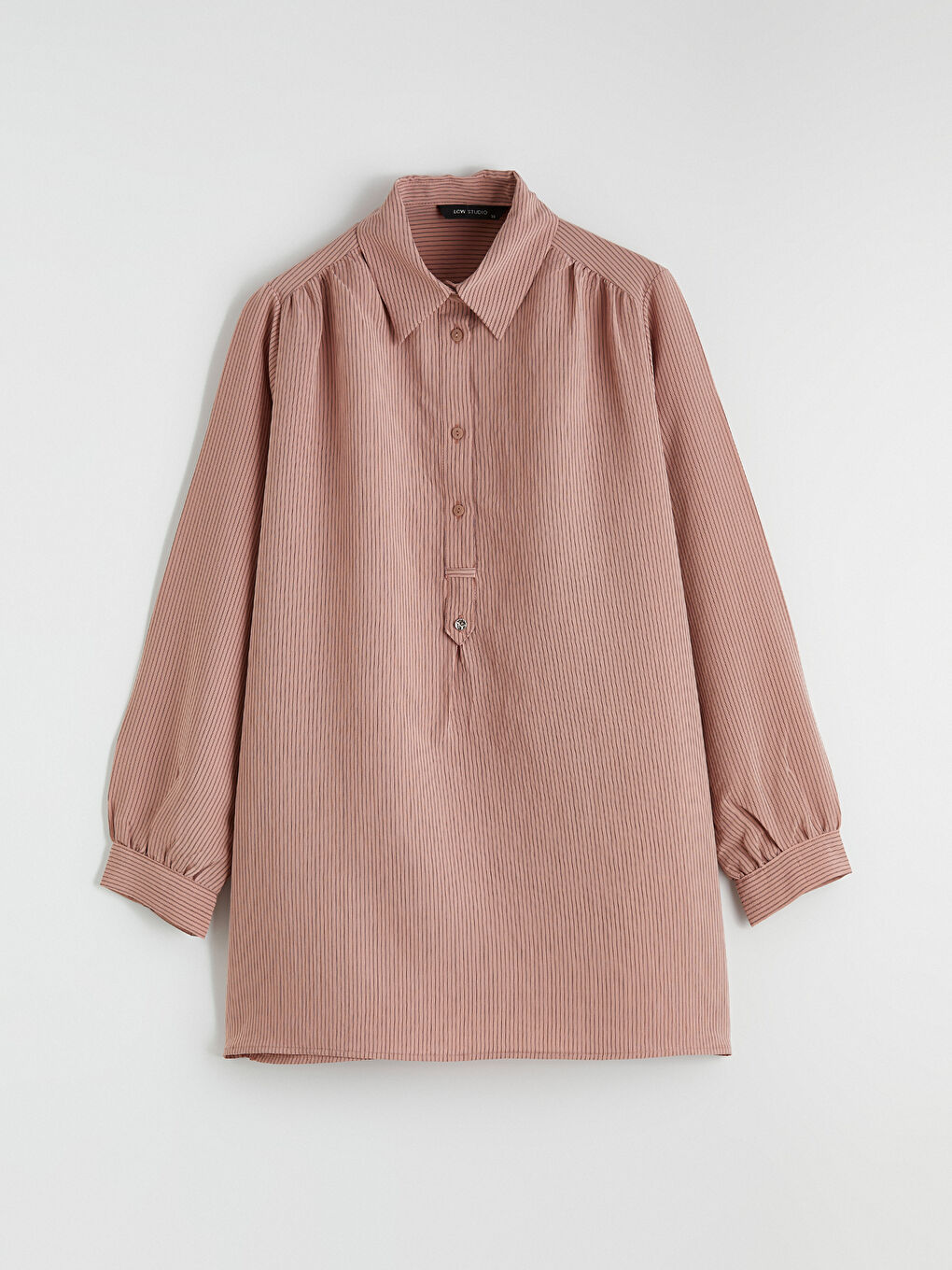 Pembe Modal Karışımlı Oversize Kadın Gömlek Tunik