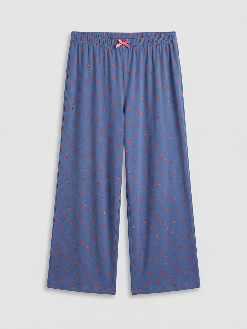 Mavi Bisiklet Yaka Baskılı Kadın Kaprili Pijama Takımı-3