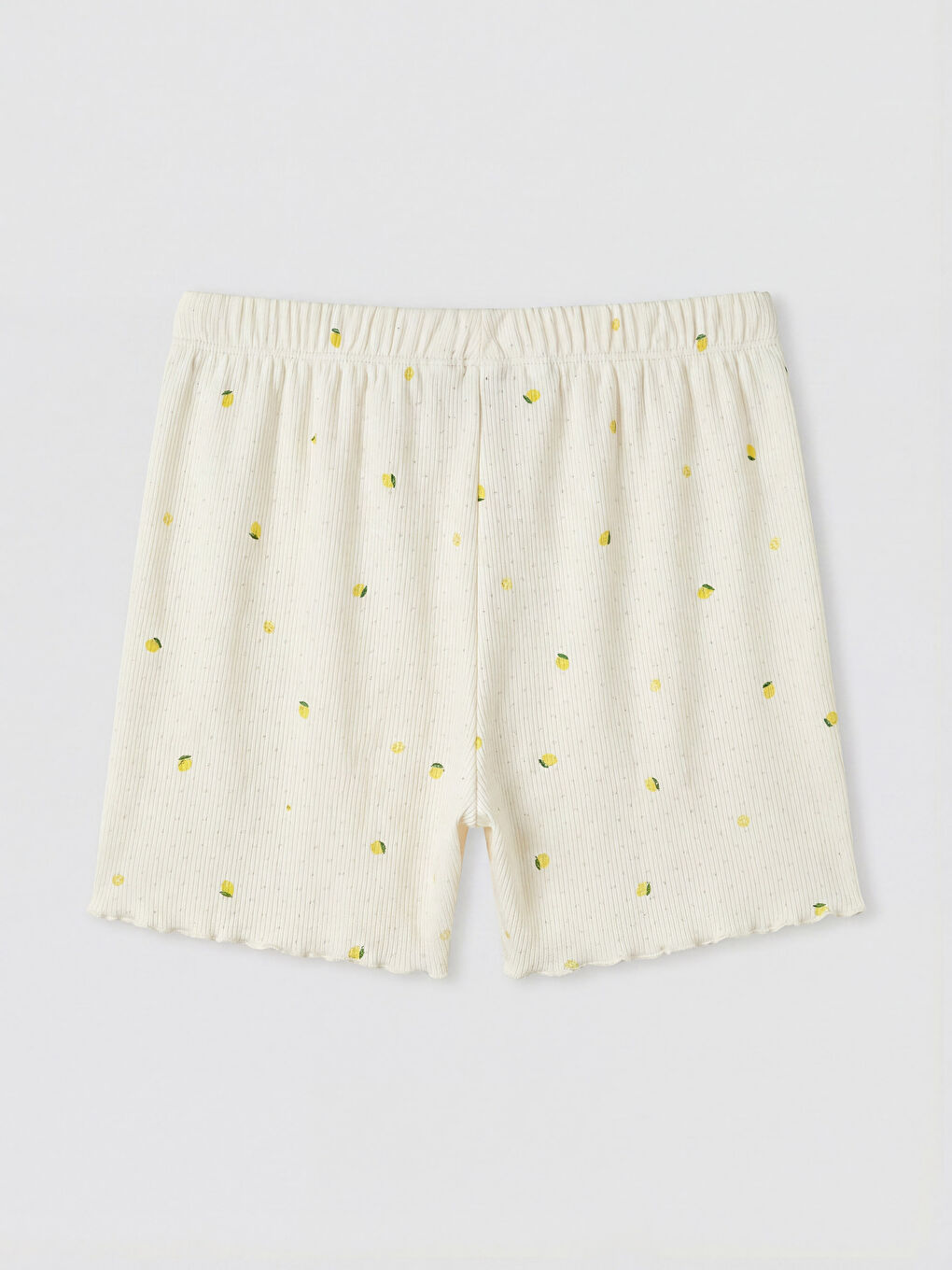 Ekru V Yaka Kadın Şortlu Pijama Takımı-4