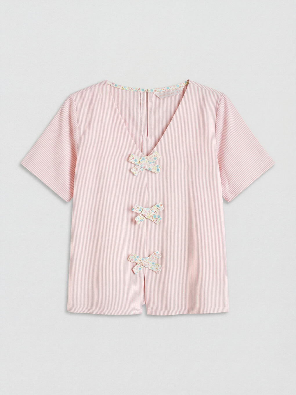 Pembe V Yaka Fiyonklu Kadın Pijama Takım-5