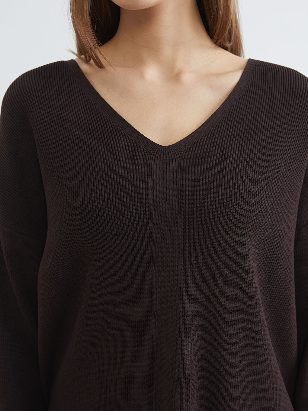 Γυναικεία Πλεκτή Μπλούζα με V Λαιμόκοψη-2