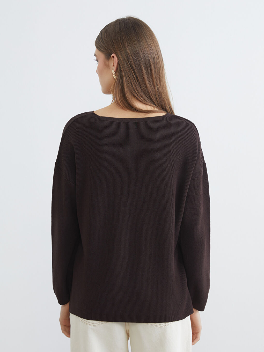 Γυναικεία Πλεκτή Μπλούζα με V Λαιμόκοψη-3