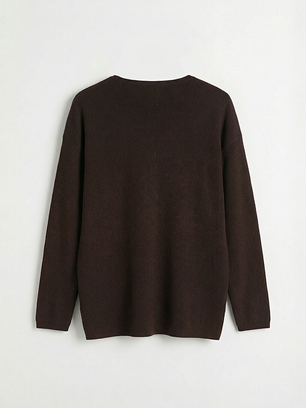 Kahverengi V Yaka Kadın Triko Kazak-1