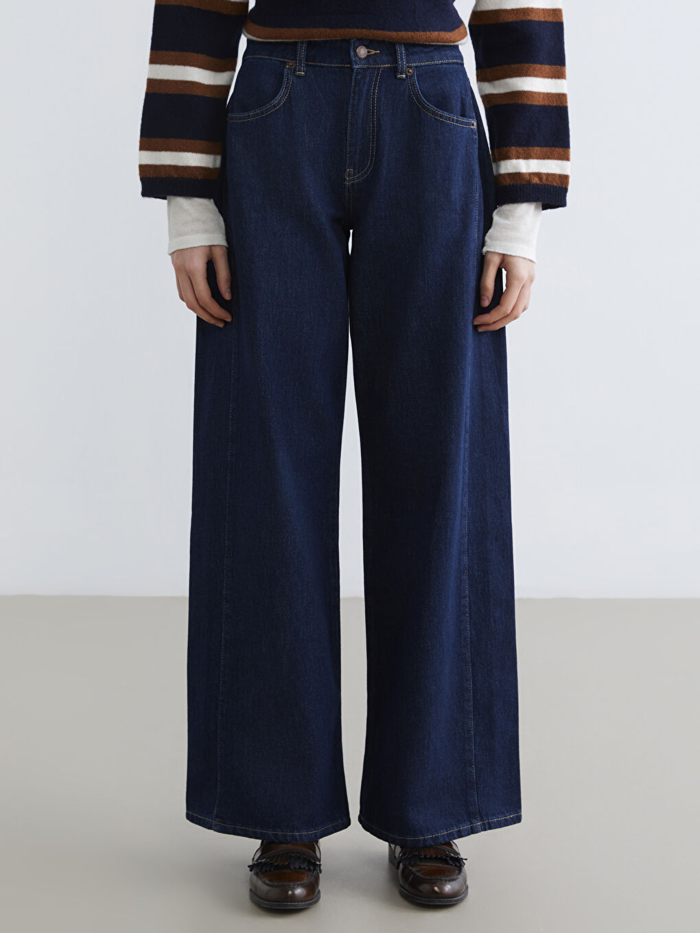 İndigo Wideleg Kadın Jean Pantolon-1