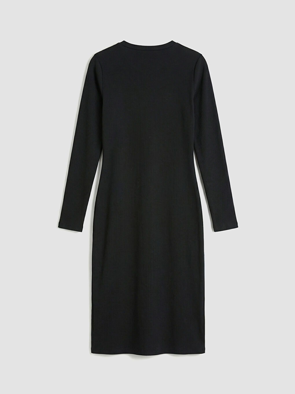 Siyah Bisiklet Yaka Fitilli Elbise	-1