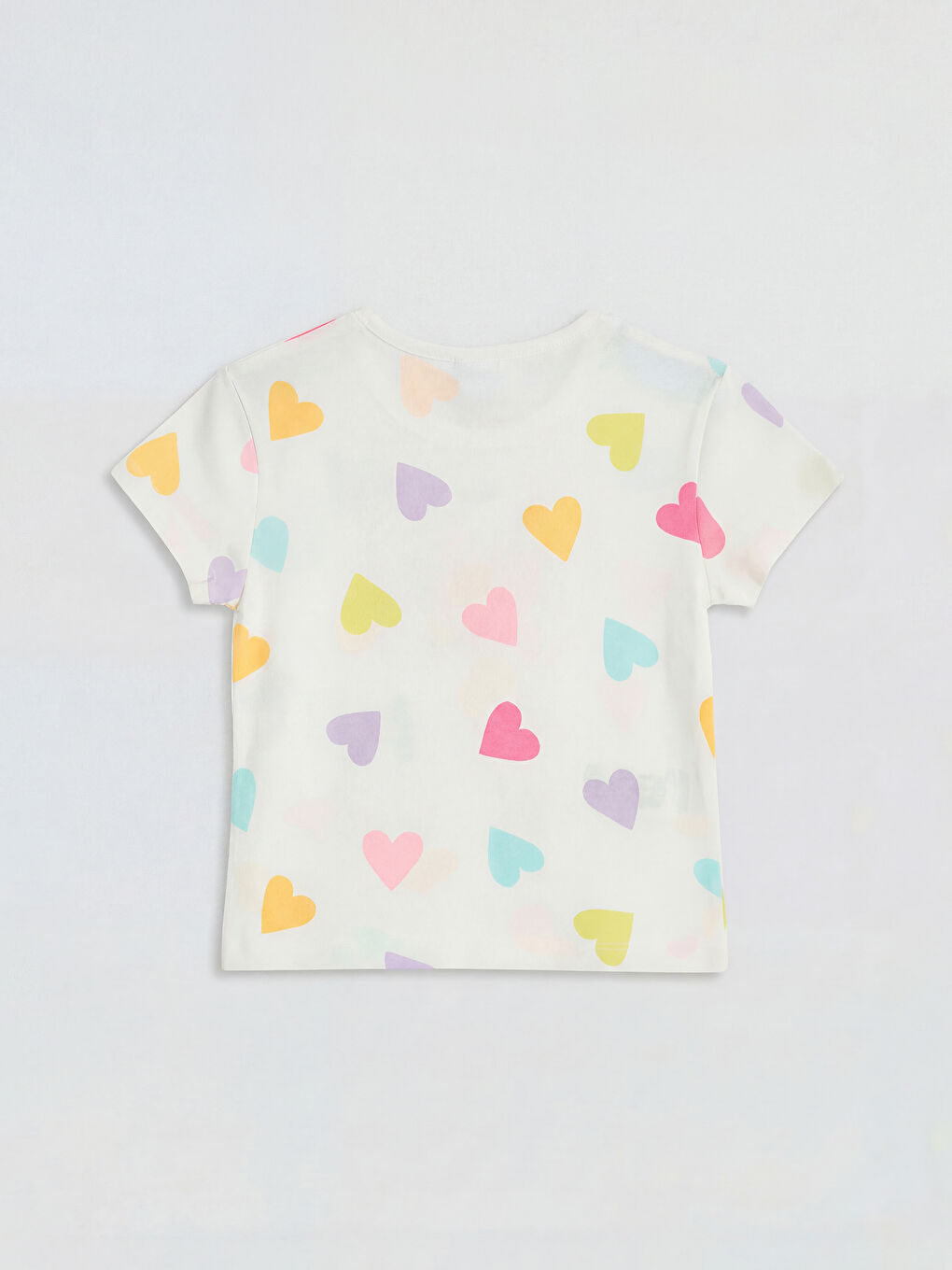 Beyaz Bisiklet Yaka Desenli Kız Çocuk Tişört-1