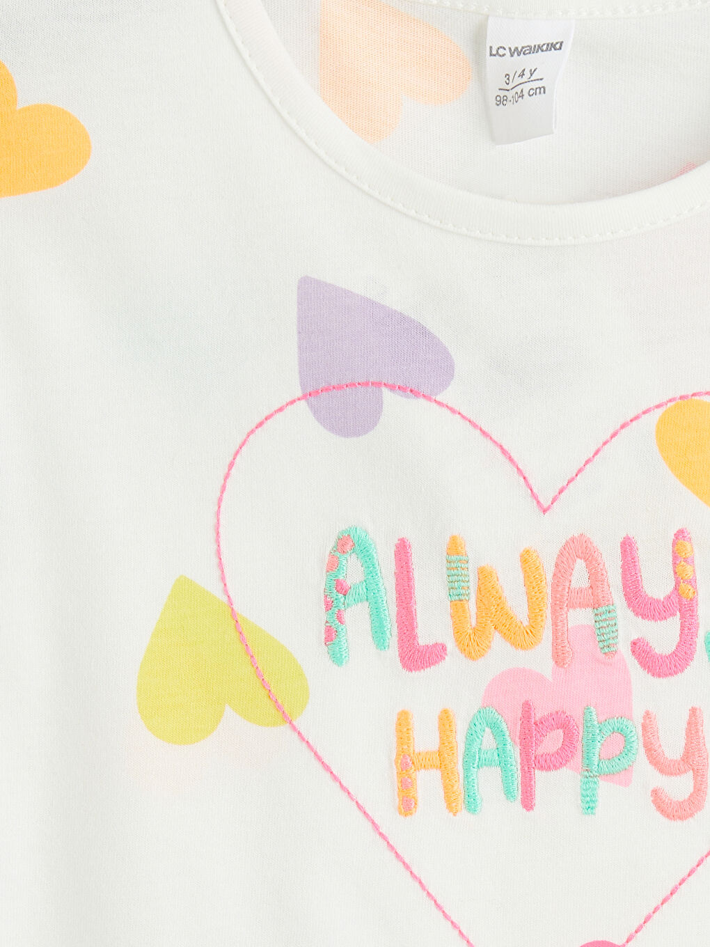 Beyaz Bisiklet Yaka Desenli Kız Çocuk Tişört-2