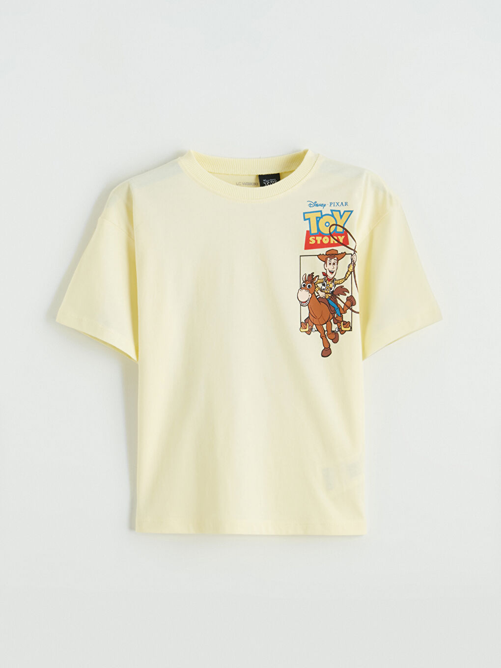 Sarı Bisiklet Yaka Toy Story Baskılı Erkek Çocuk Tişört-1
