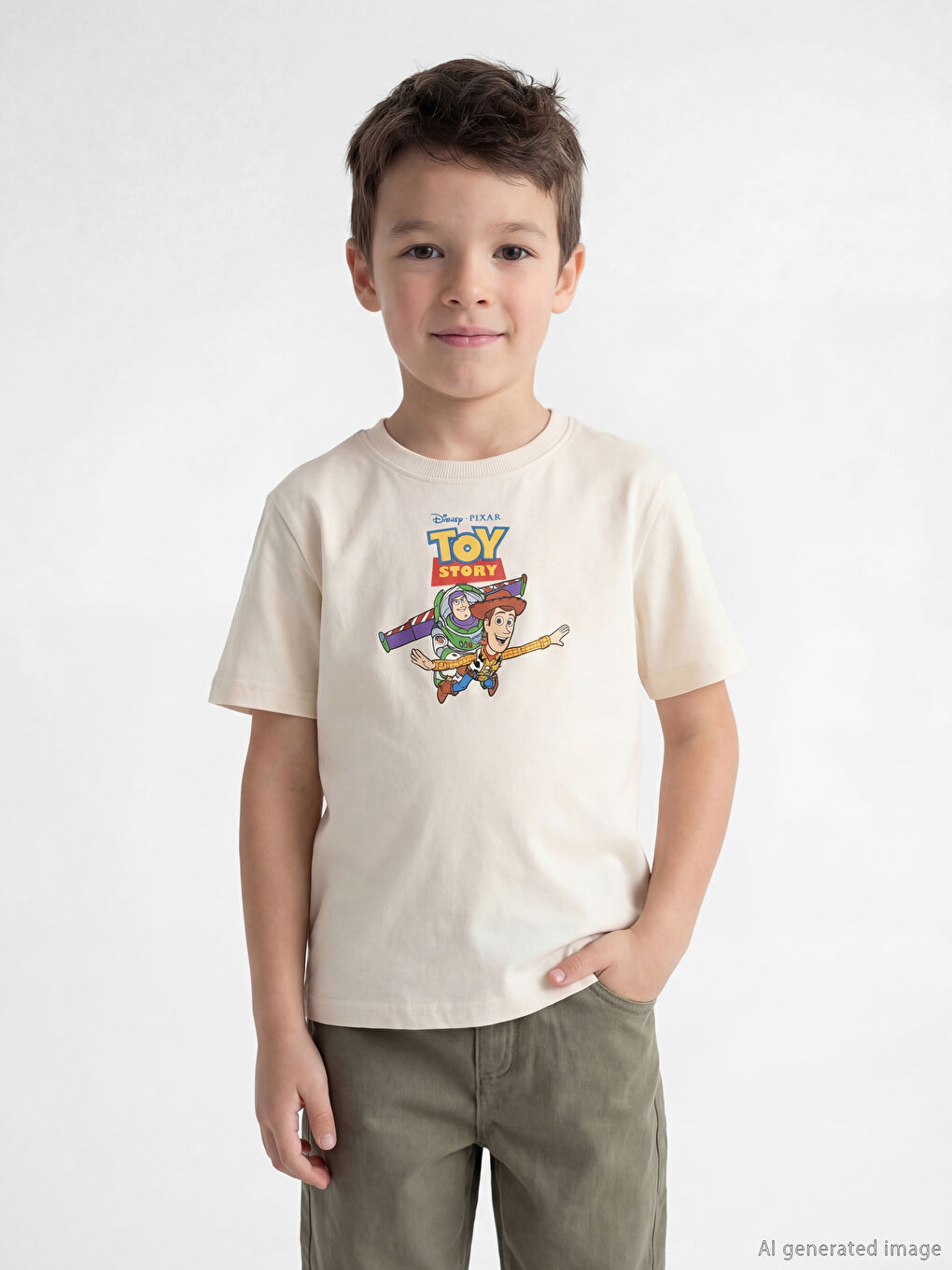 Crew Neck Toy Story Printed Boys' T-Shirt