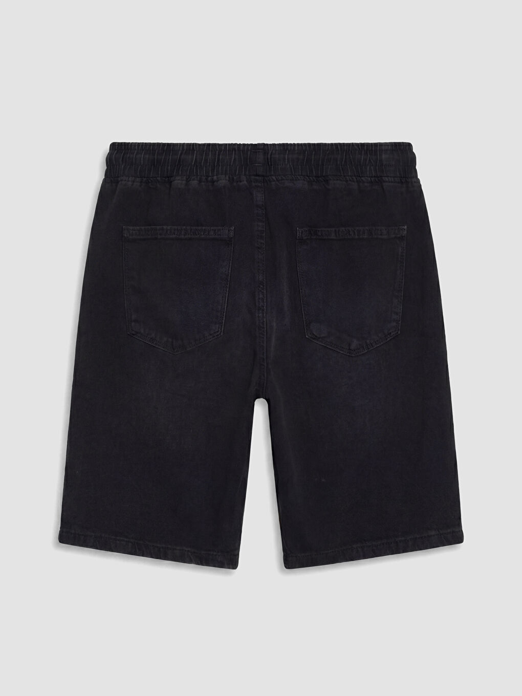 Siyah Loose Fit Erkek Jean Şort-2