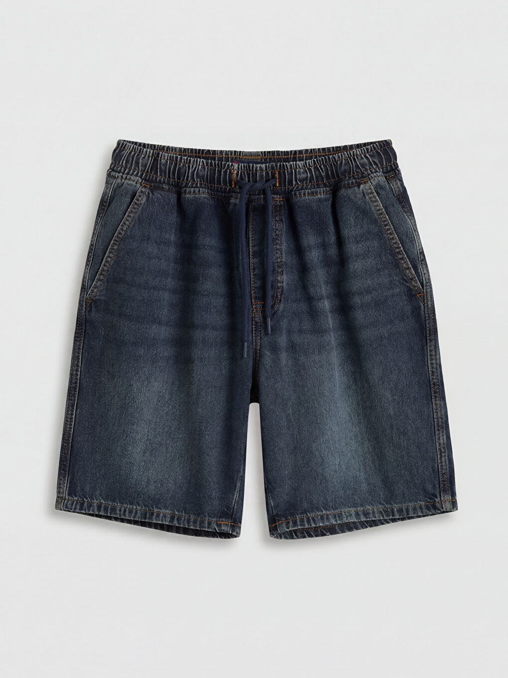 İndigo Rahat Kalıp Erkek Jean Şort-4