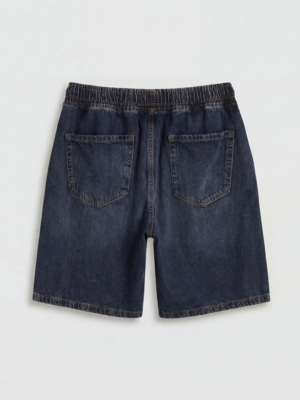 İndigo Rahat Kalıp Erkek Jean Şort-5