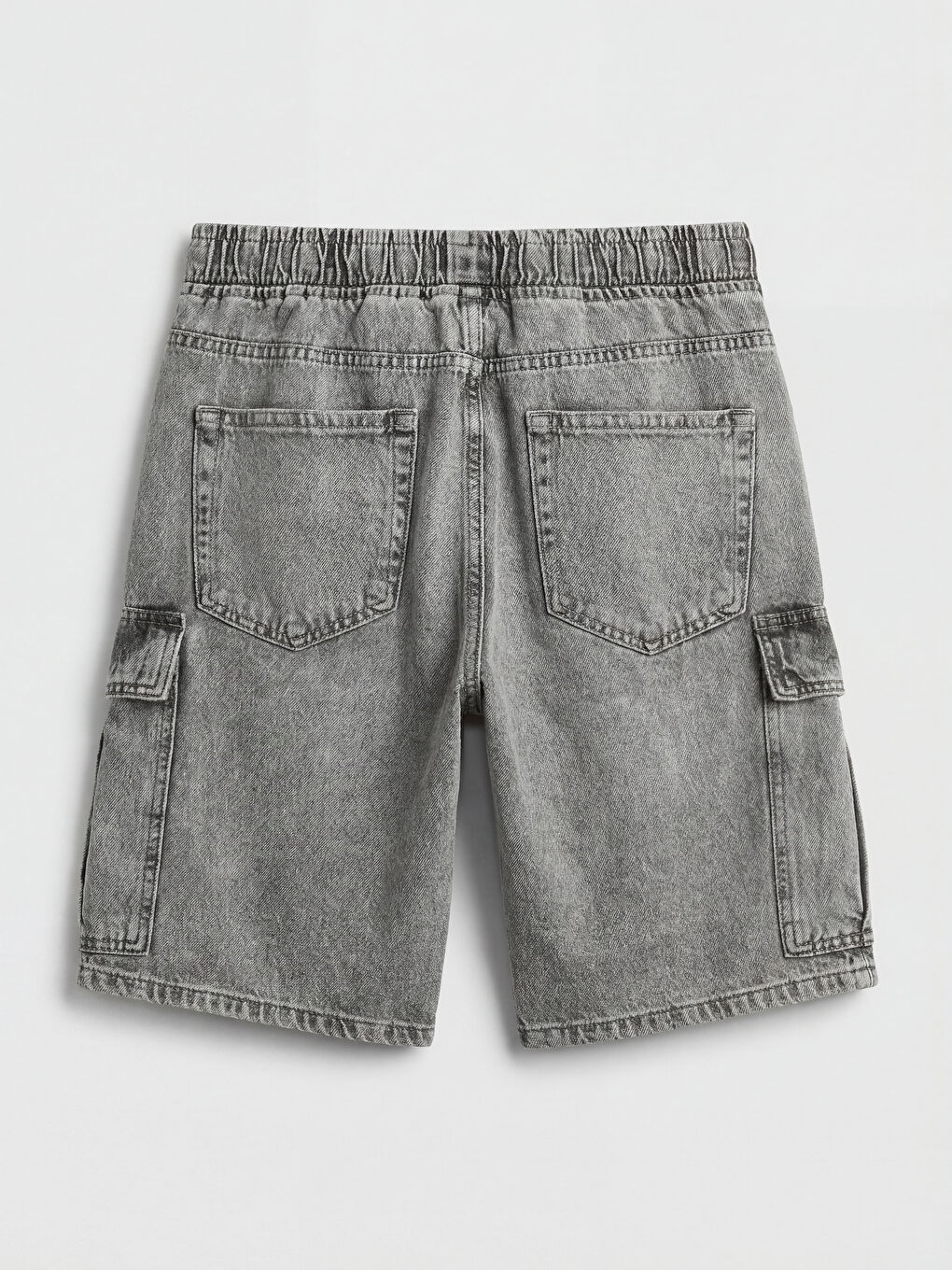 Gri Standart Kalıp Erkek Jean Şort-5