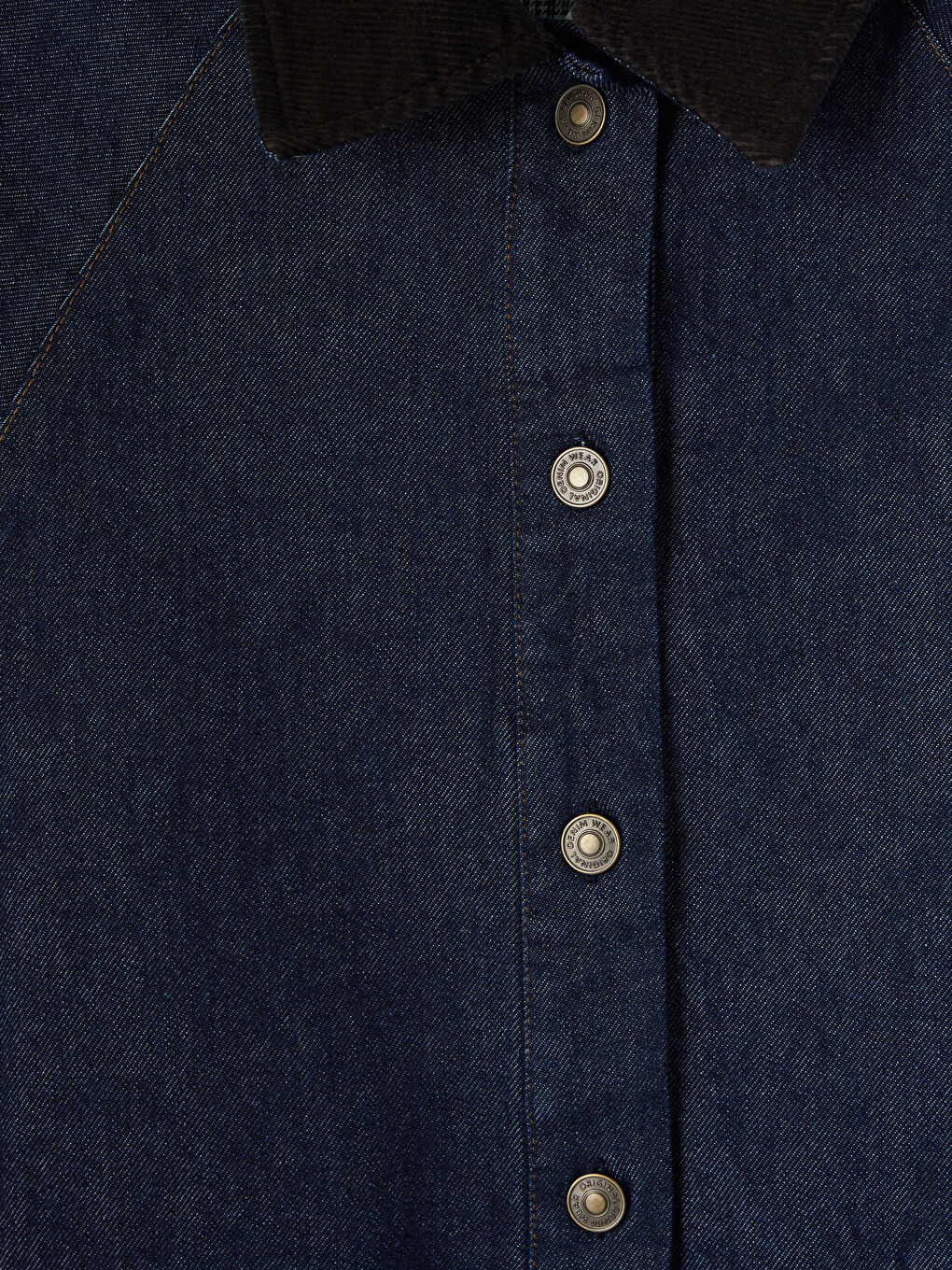 İndigo Kadife Yaka Kadın Jean Ceket-2