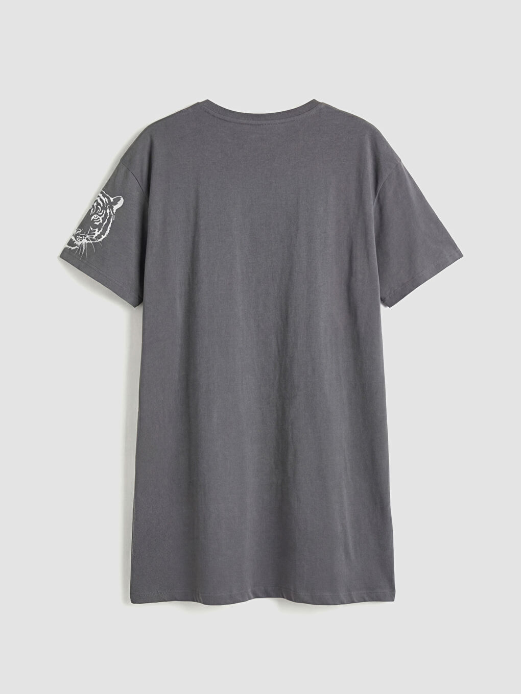 Gri Stranger Things Baskılı Kadın Gecelik-5