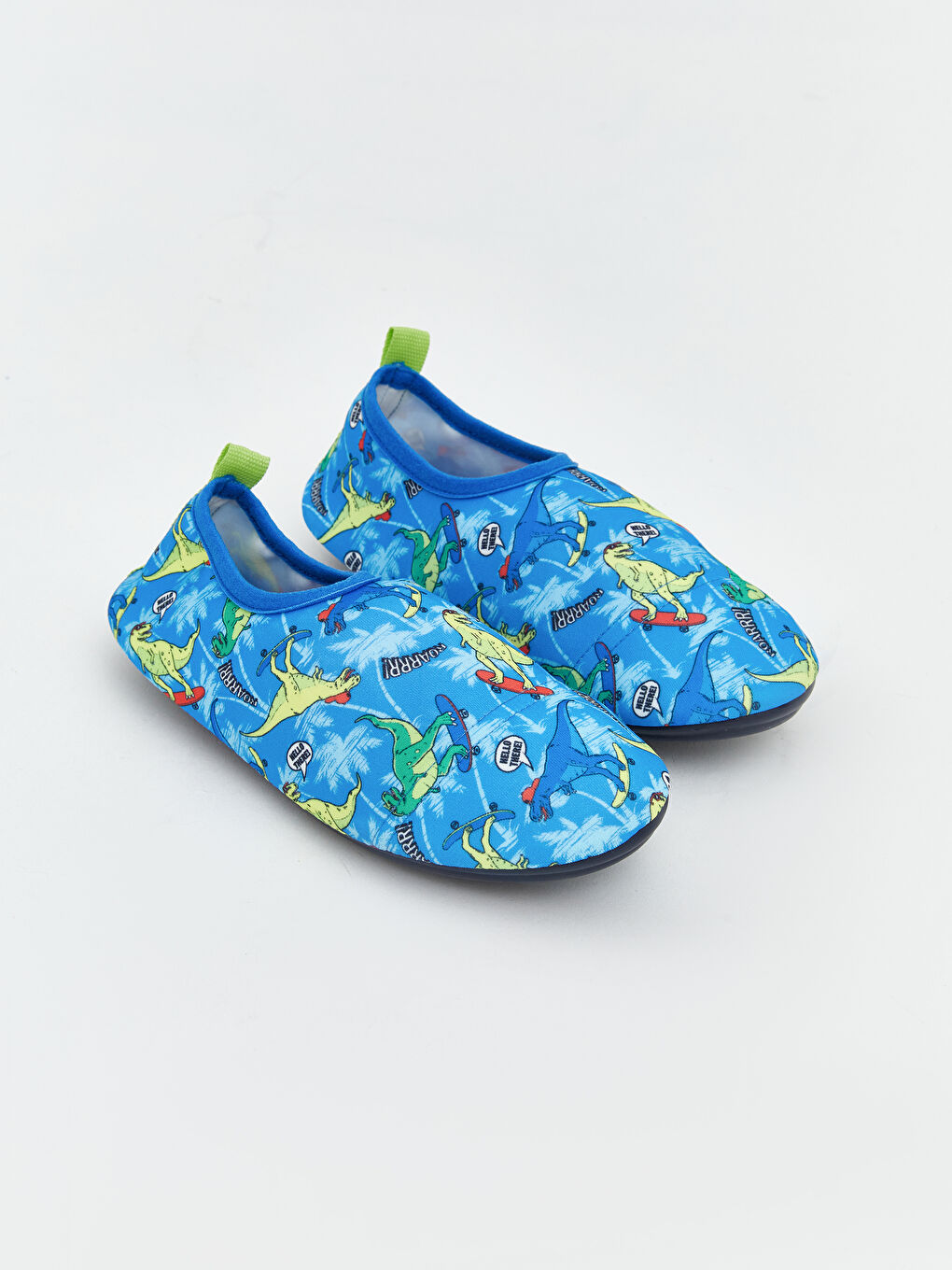 Mavi Dinozor Baskılı Erkek Bebek Deniz Ayakkabısı