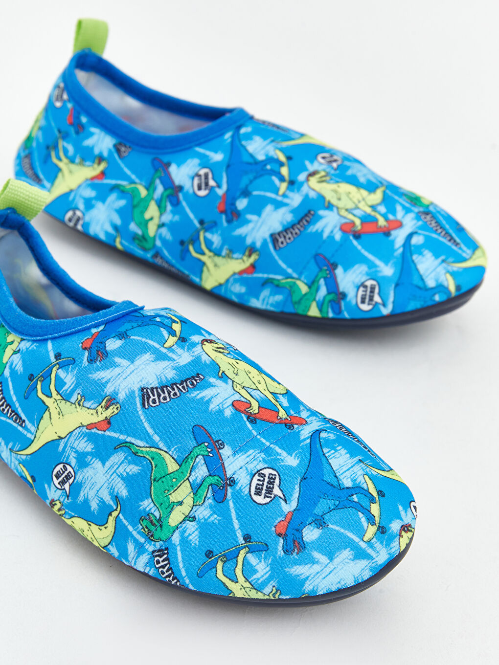 Mavi Dinozor Baskılı Erkek Bebek Deniz Ayakkabısı-2