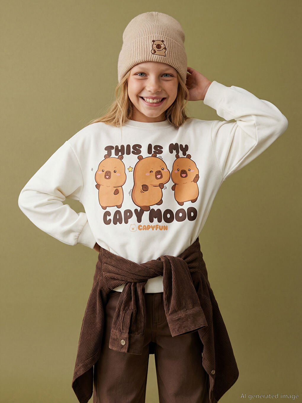 Capyfun Print Girls' Oversized Sweatshirt