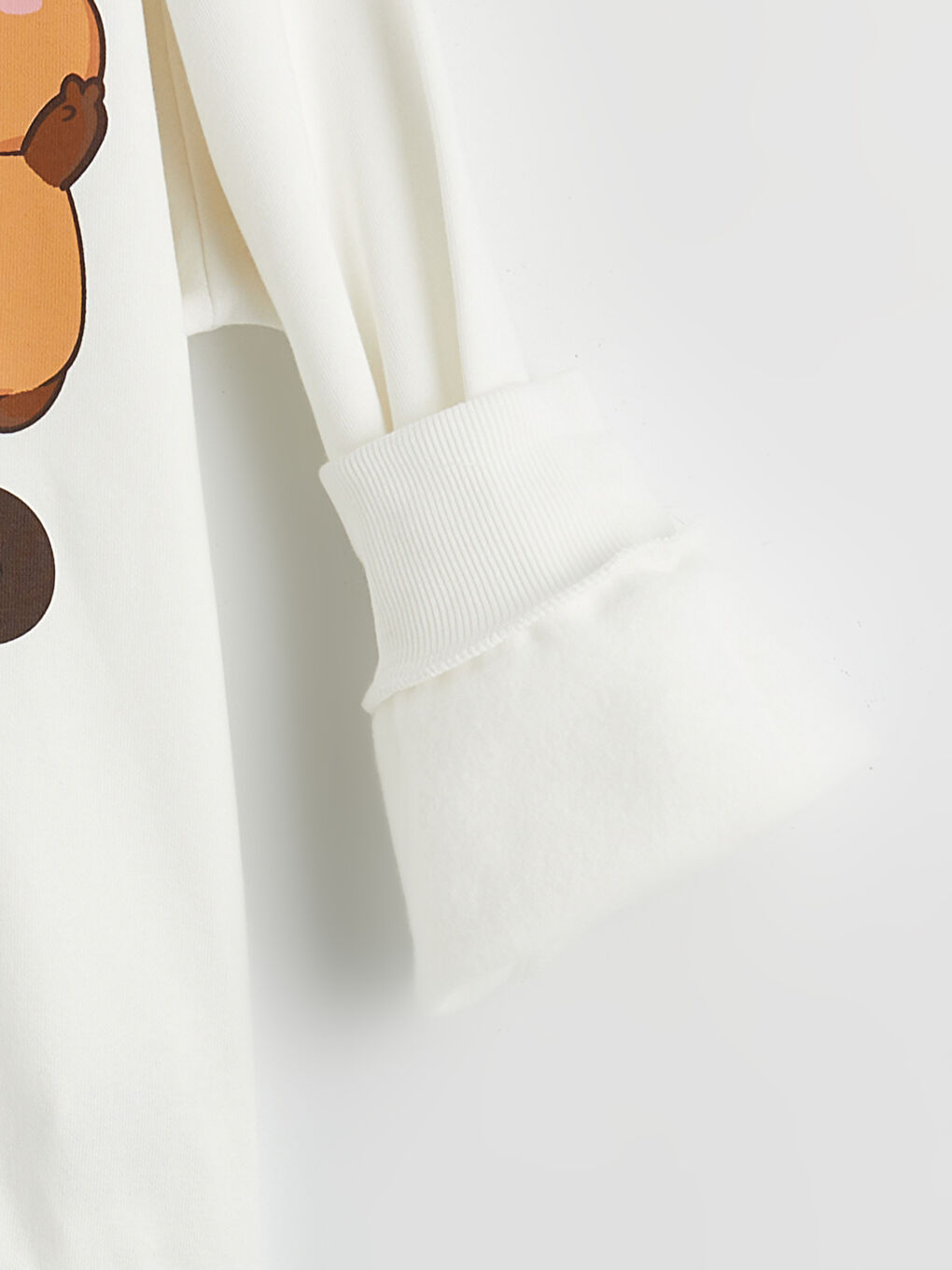 Ekru Baskılı Kalın Kız Çocuk Sweatshirt-1