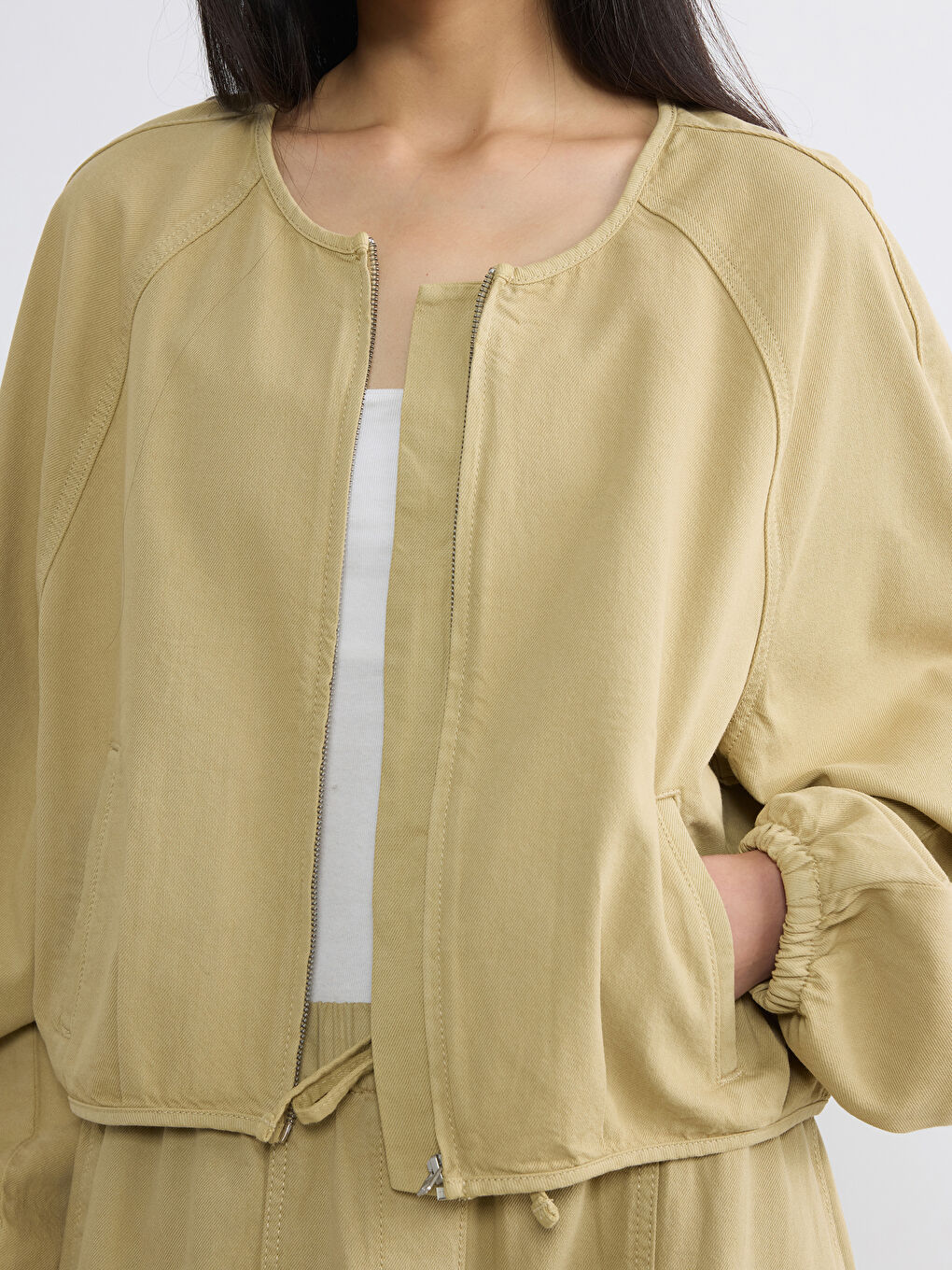 Veste en jean BEIGE Femme-2