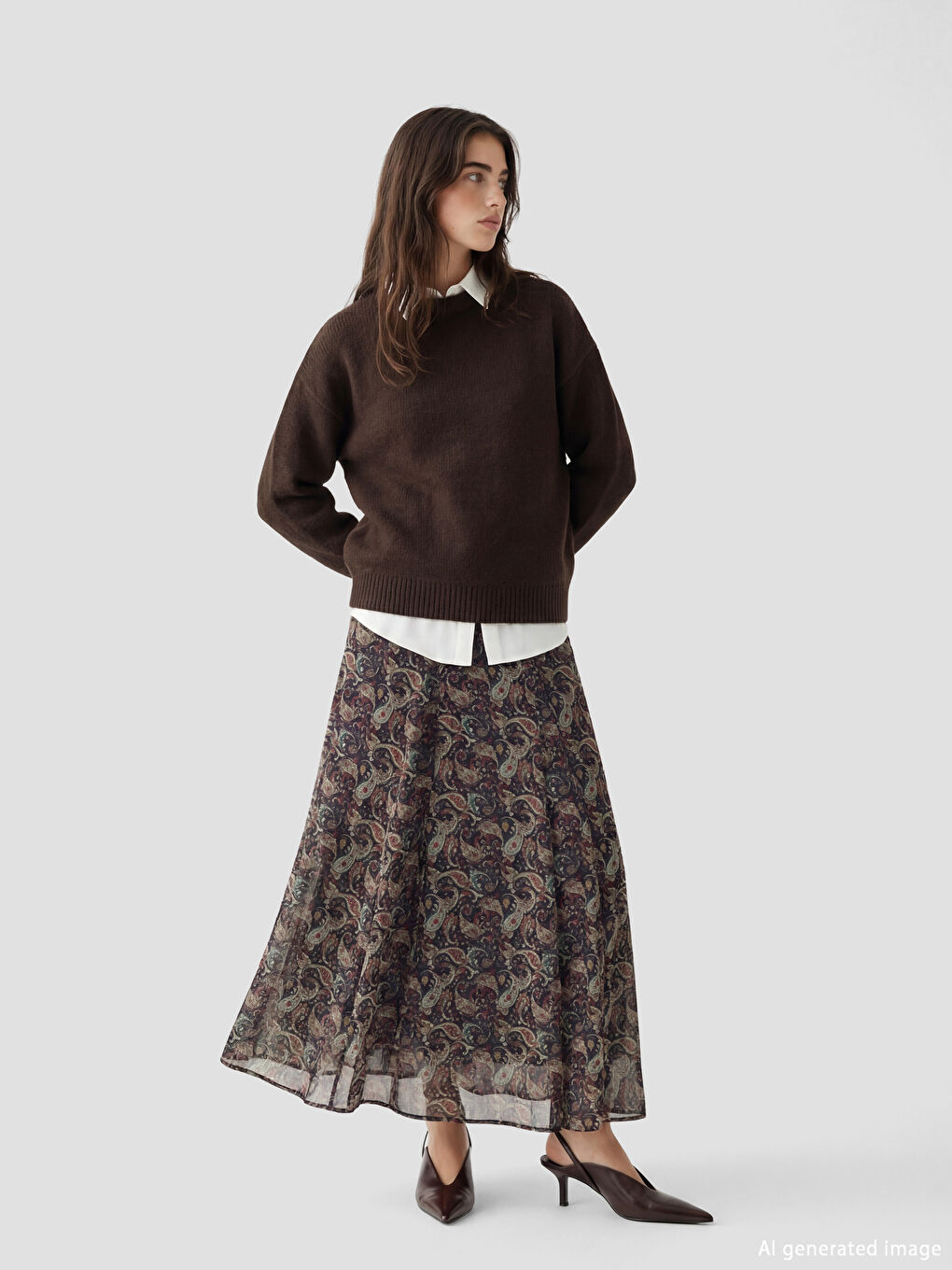 Siyah Beli Fermuarlı Desenli Pileli Etek