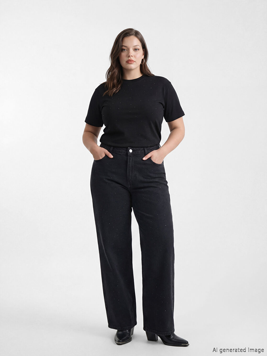 Rhinestone Wideleg Women's Jean Pants-1