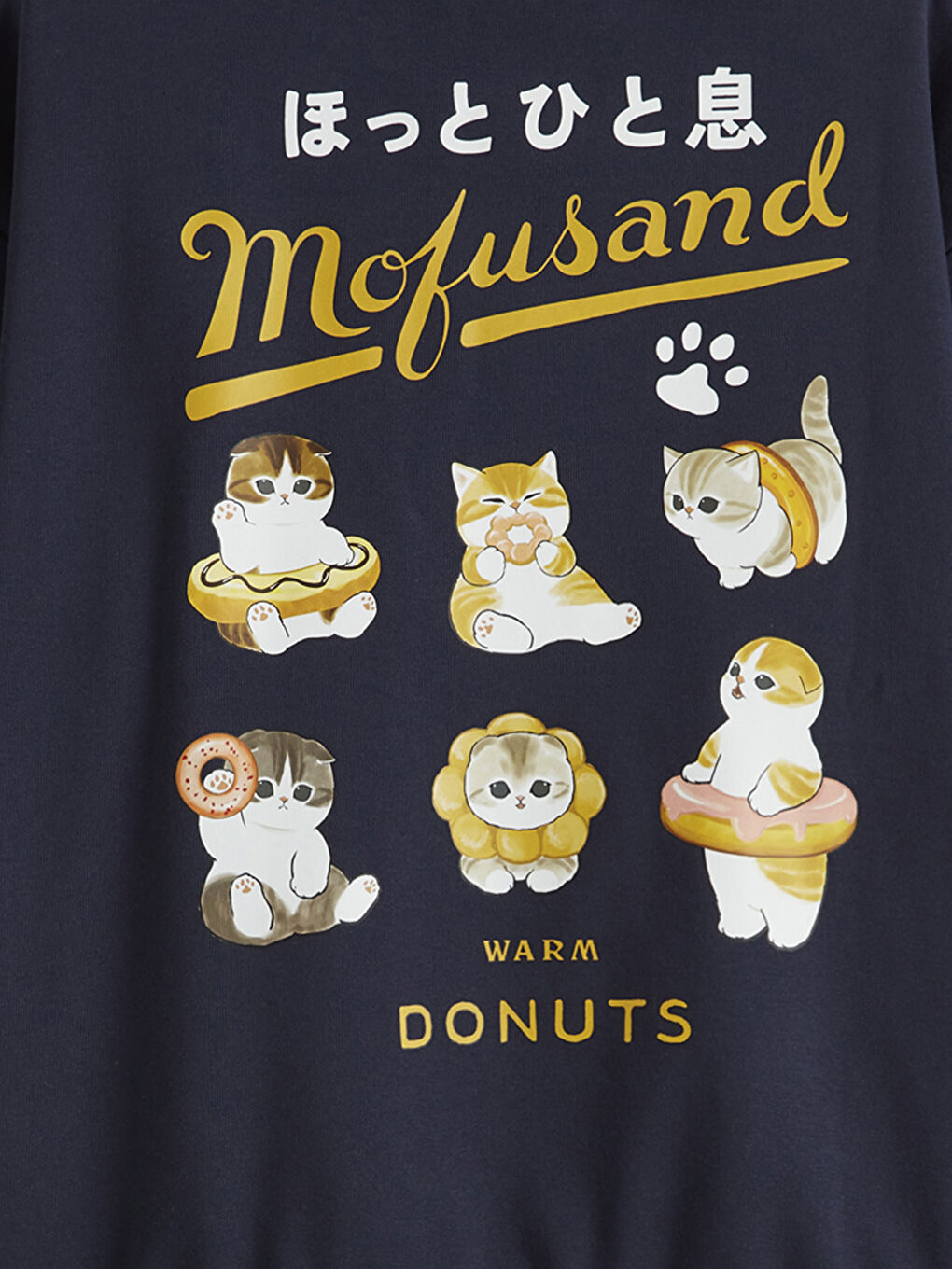 Lacivert Mofusand Baskılı Kız Çocuk Kalın Sweatshirt-4