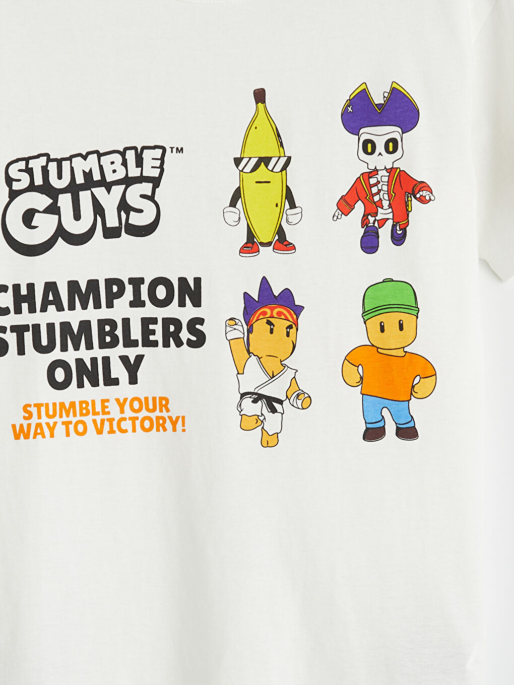 Ekru Bisiklet Yaka Stumble Guys Baskılı Erkek Çocuk Tişört-2