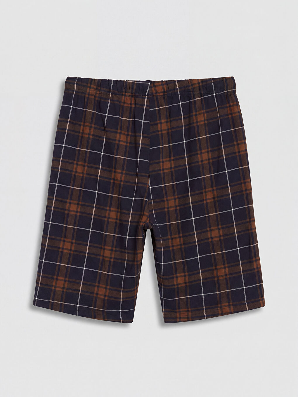 Lacivert Standart Kalıp Ekose Erkek Şortlu Pijama Takımı-4