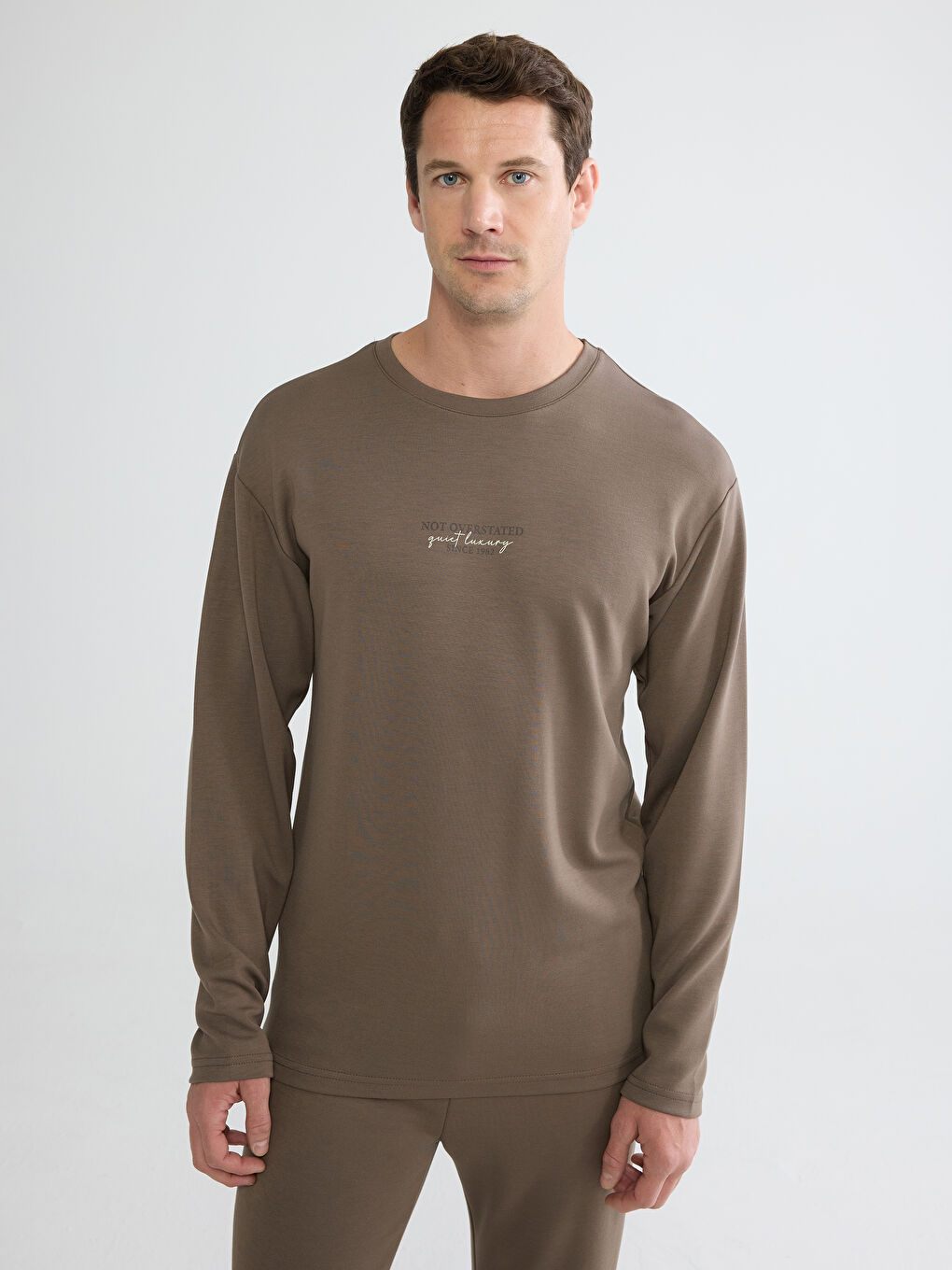 Kahverengi Standart Kalıp Erkek Pijama Takımı-1