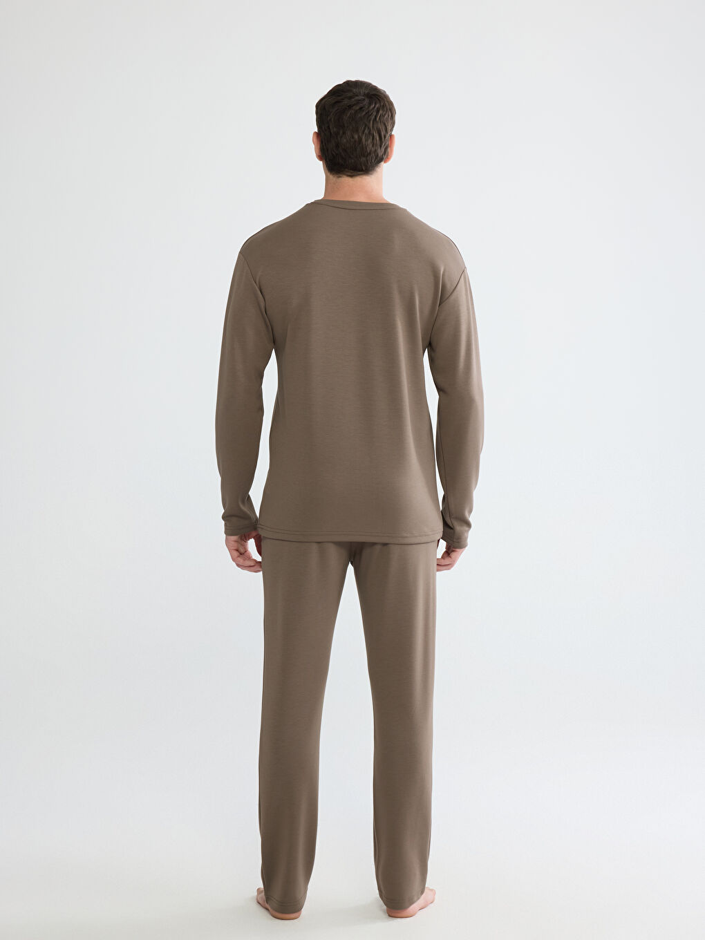 Kahverengi Standart Kalıp Erkek Pijama Takımı-3